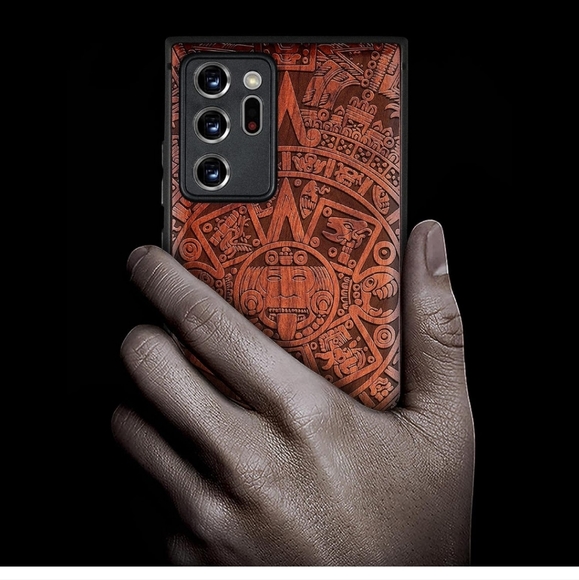 Carveit Wood Case for Galaxy Note20 Ultra Case [Hard Real Wood & Black Soft TPU] - Picture 2 of 9